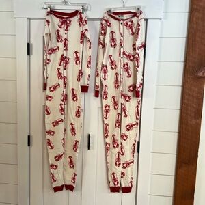 Lazy One Red and White Lobster pajamas for twins! Brand new!